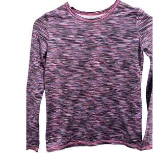 Cuddl Duds Comfortech Base Layer Top Purple Static Print Large